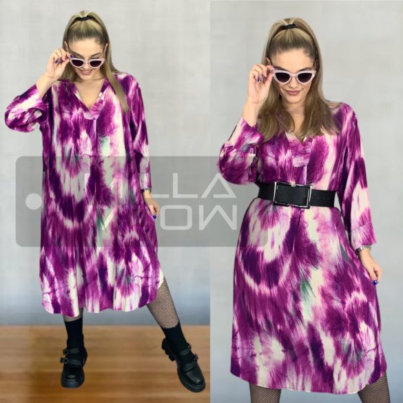 Mallory V nyakú oversize viszkóz ruha  50821 - lila