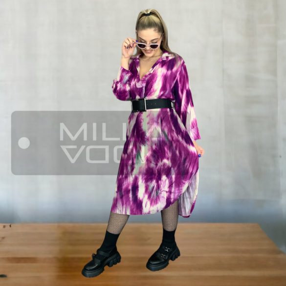  Mallory V nyakú oversize viszkóz ruha  50821 - lila