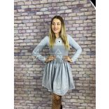 Alitta hosszú ujjú fodros aljú pamut ruha-szürke