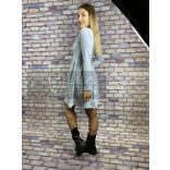 Alitta hosszú ujjú fodros aljú pamut ruha-szürke