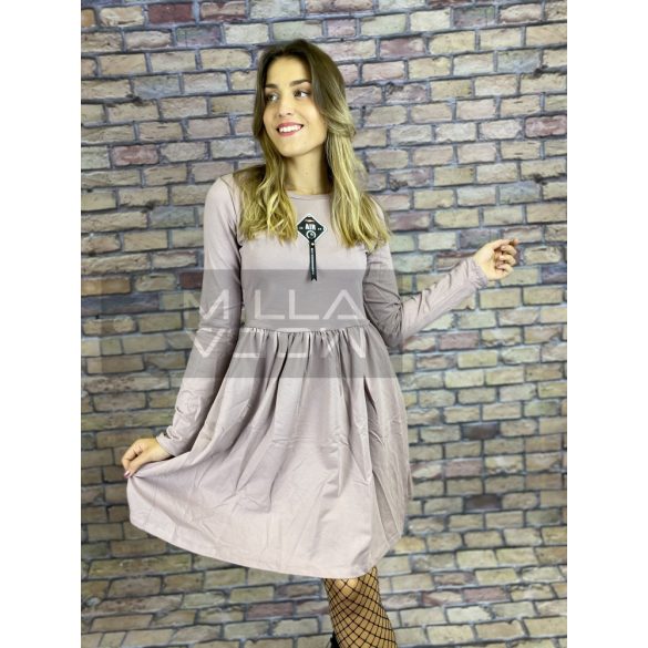 Classic Air fodros aljú pamut ruha-lila 3018