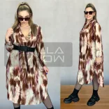  Mallory V nyakú oversize viszkóz ruha 50821 - barna