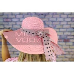 Sarolta nyári kalap pöttyös szalaggal-rózsaszín