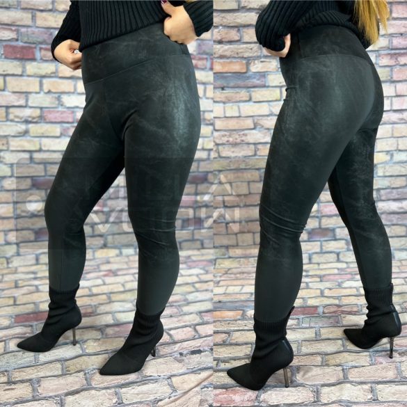 Lina enyhén márvány mintás leggings Y-110A - fekete 