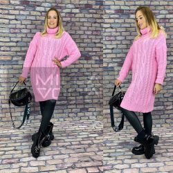 Luana garbós kötött pulóver- rózsaszín
