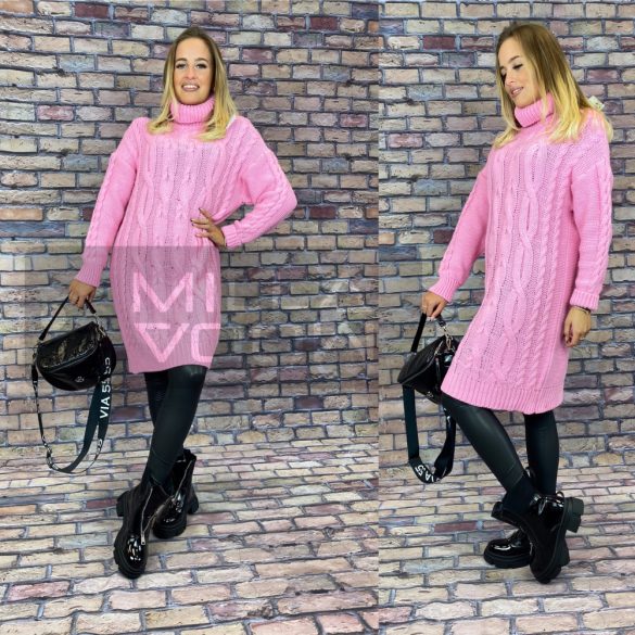 Luana garbós kötött pulóver- rózsaszín