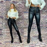 Jane bélelt bőrhatású magasderekú nadrág-fényes fekete  FF-99932