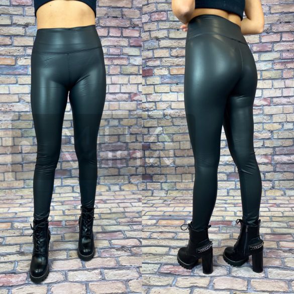 GB elasztikus bőrhatású bélelt leggings 3070-fekete