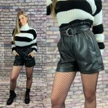 Bella zsebes gumis derekú bőr sort övvel - fekete