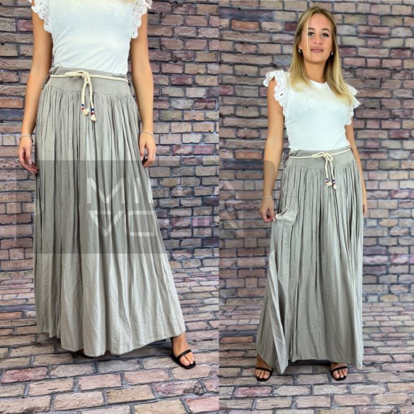 Jade gumis derekú viszkóz hosszú szoknya- khaki