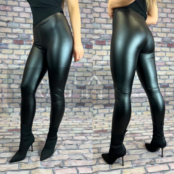 Mirella  bőrhatású bélelt leggings-fekete GG-99936