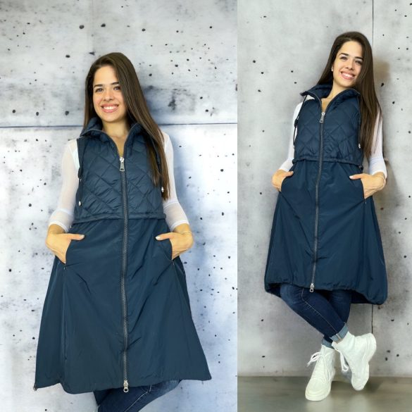 Luna felül steppelt, alján és derékban meghúzható mellény 2222-e-sötétkék