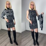 Diana 2 részes kötött ruha WMY-4038- fekete/fehér