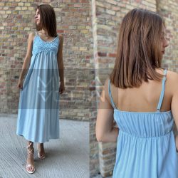 Jonna viszkóz ruha csipke díszítéssel 0305 -babakék