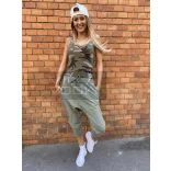 Harlem ülepes pamut nadrág-khaki
