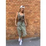 Harlem ülepes pamut nadrág-khaki