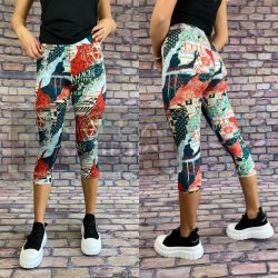   Ecemine térdig érő  mintás pamut leggings 5794-piros színes