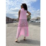 Pliszírozott elől v kivágású hátul megkötős ruha 8903-rózsaszín