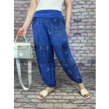 Mandala Ankara gumis derekú vékony viszkóz laza nadrág-királykék