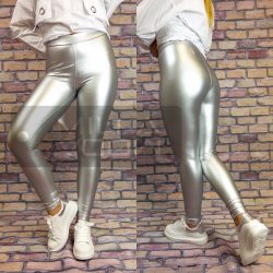 Ibiza elasztikus bőrhatású leggings99952-ezüst