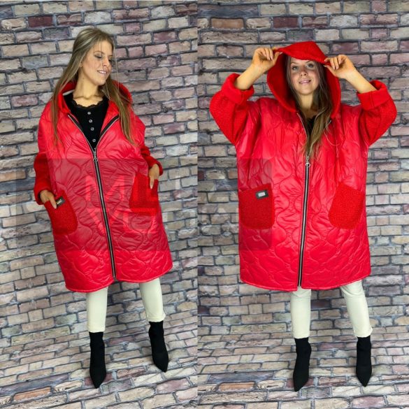 Genova steppelt átmeneti oversize kabát-e 21300 - piros