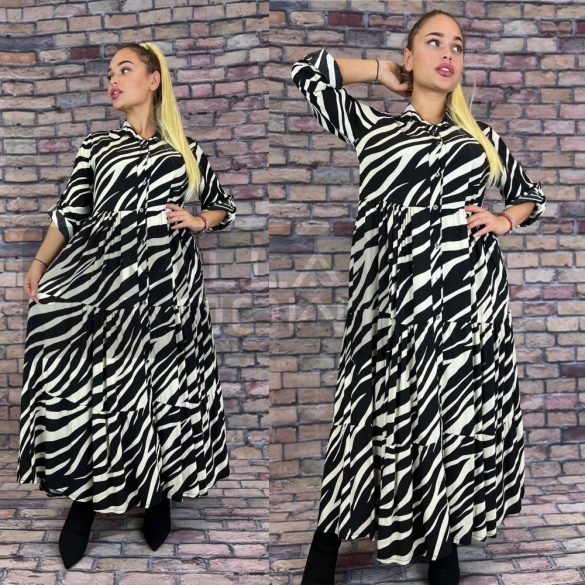 Ellinor zebra mintás viszkóz  ruha 30772 - krém