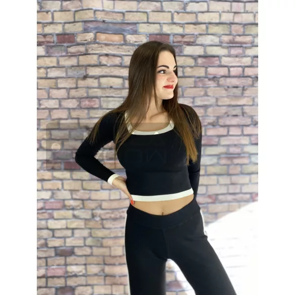Alessandra kötött szabadidő szett-fekete-fehér 9365