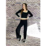 Alessandra kötött szabadidő szett-fekete-fehér 9365