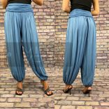 Ankara gumis derekú vékony viszkóz laza nadrág-világos kék