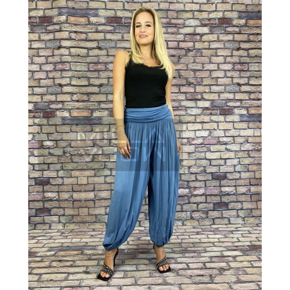 Ankara gumis derekú vékony viszkóz laza nadrág-világos kék