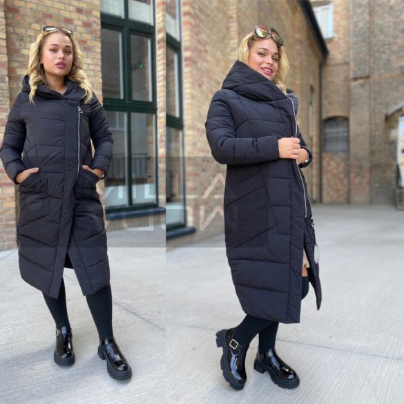 Gamila oldalt cippes kabát 1588 - fekete