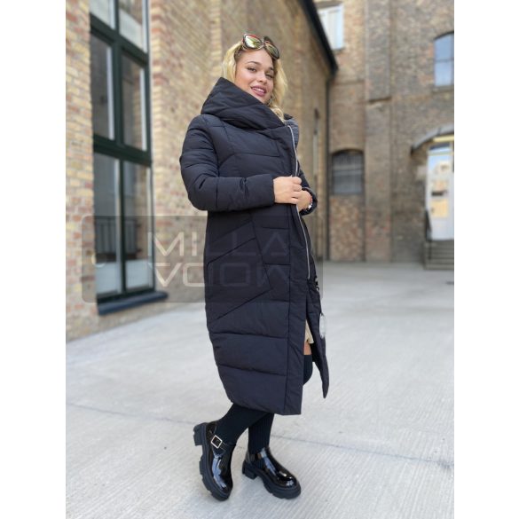Gamila oldalt cippes kabát 1588 - fekete