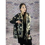 Dunkirk virágmintás sál c-2311-fekete/barna