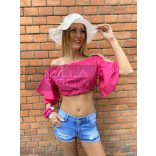 Szandi fodros vászon felső-pink 0916