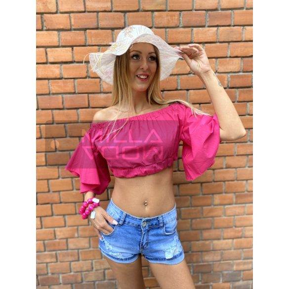 Szandi fodros vászon felső-pink 0916