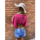 Szandi fodros vászon felső-pink 0916