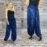 Mintás Ankara gumis derekú vékony viszkóz laza nadrág-sötétkék