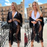 Formentera megkötős csipkés kaftán-fekete