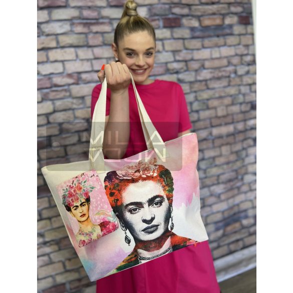 Frida Khalo vászon shopper táska ajándék neszeszerrel 5