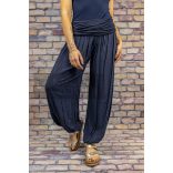 Ankara gumis derekú vékony viszkóz laza nadrág-sötétkék