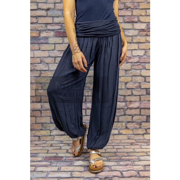 Ankara gumis derekú vékony viszkóz laza nadrág-sötétkék