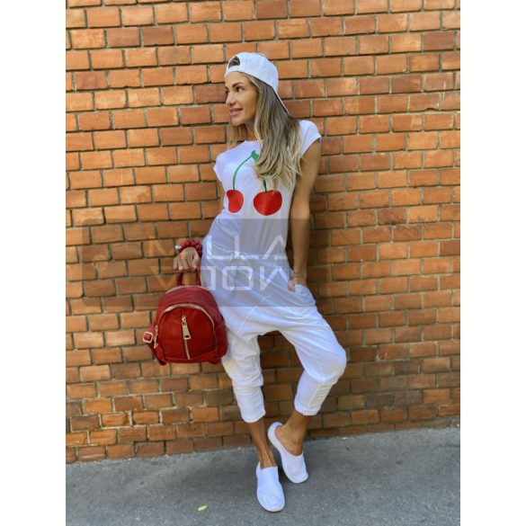 Harlem ülepes pamut nadrág-fehér