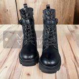 Laces gumis tetejű fűzős  bakancs-fekete H0232