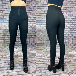 G&B elasztikus elöl kapcsos , magasított leggings-fekete