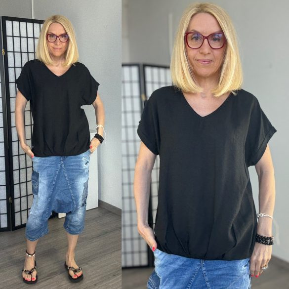 Edora viszkóz/pamut felső 22028-fekete