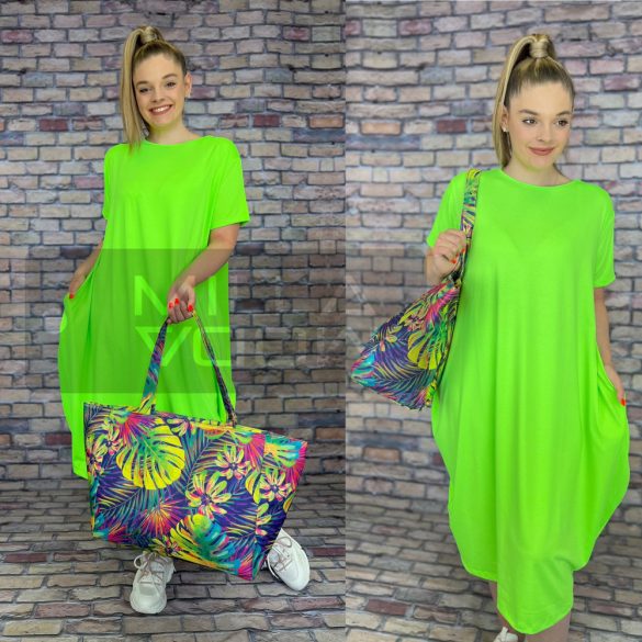 Nikole  zsebes basic tunika 520-neonzöld