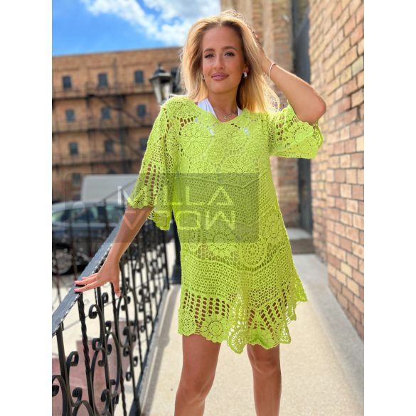 Nissi kaftán pamut alsó trikóval-avokádó