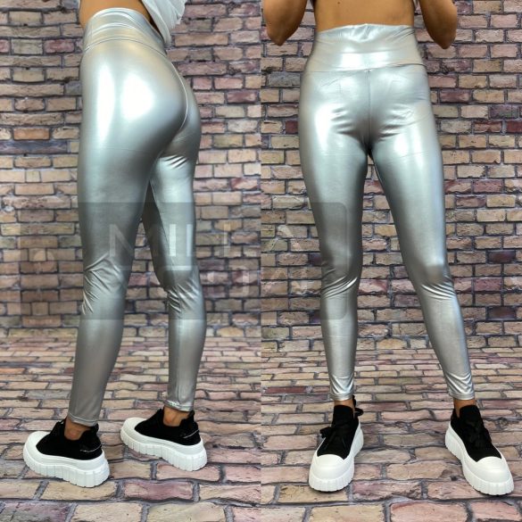 GB elasztikus bőrhatású  leggings99951-ezüst
