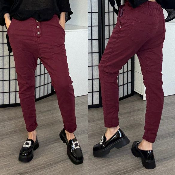 Melly ülepes elasztikus nadrág 8197A-4 - bordó