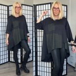 May asszimetrikus A-vonalú tunika 7236 - khaki